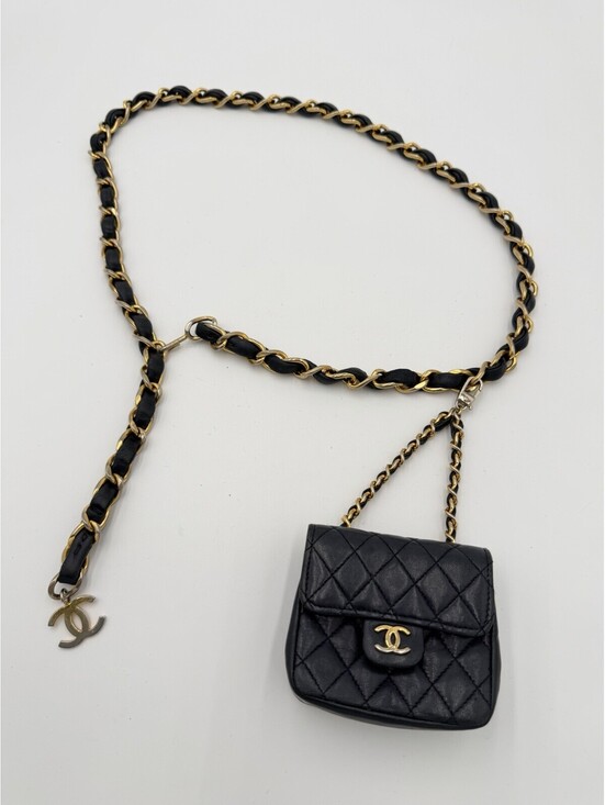 CHANEL Handbags - Chanel Vintage Gold Chain Belt Micro Bag & CC Charm One Size